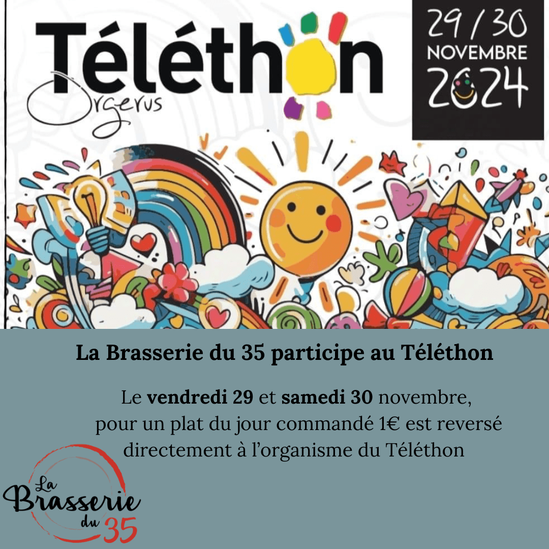 Affiche du Téléthon à La Brasserie du 35
